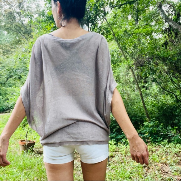 Joie Linen Silk Blend Oversized Blouse Size XS Tan Brown Mushroom Taupe - Picture 5 of 10